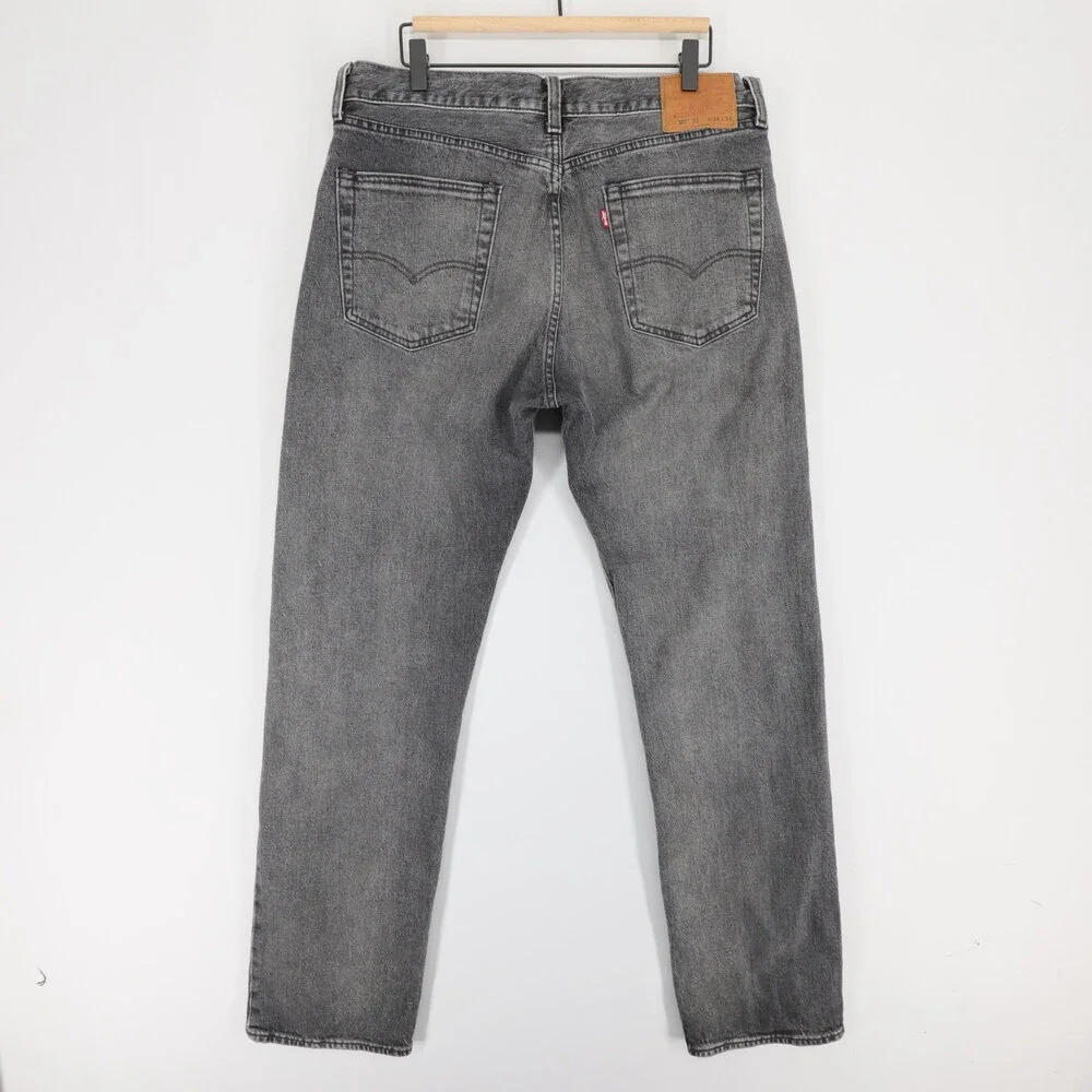 Levis 501 93 Jeans Mens 36x34 Black Gray Stretch Denim Button Fly Premium